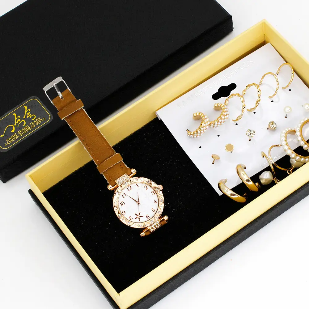 Women's Green Watch & Earrings Jewelry Set — feature 8