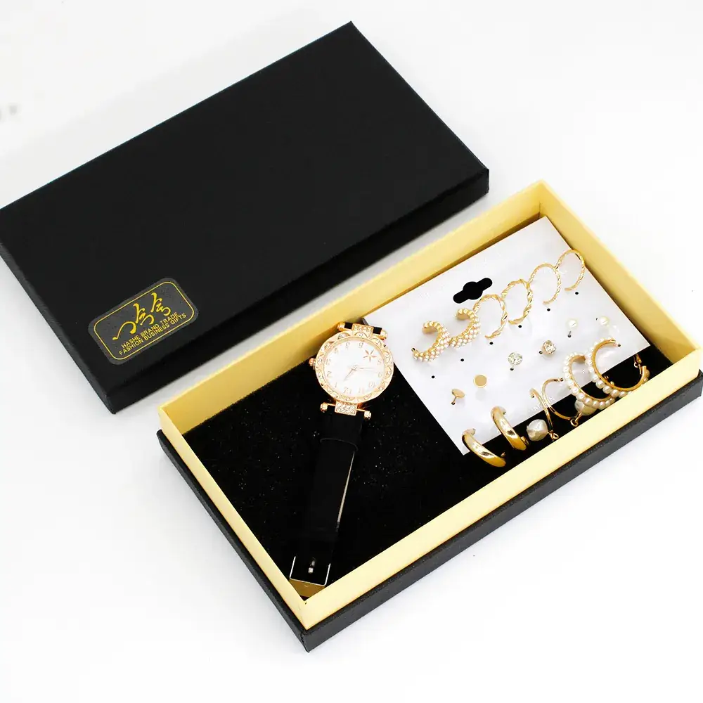 Women's Green Watch & Earrings Jewelry Set - Image 2