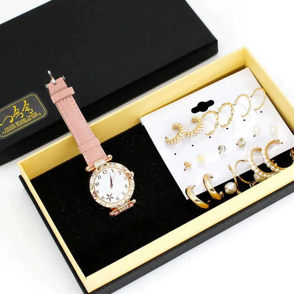 Women's Green Watch & Earrings Jewelry Set - Image 6