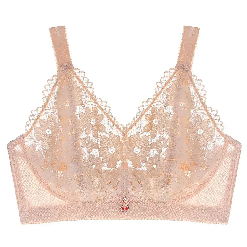 French Style Lace Bra Wire-Free Adjustable Large - Image 9
