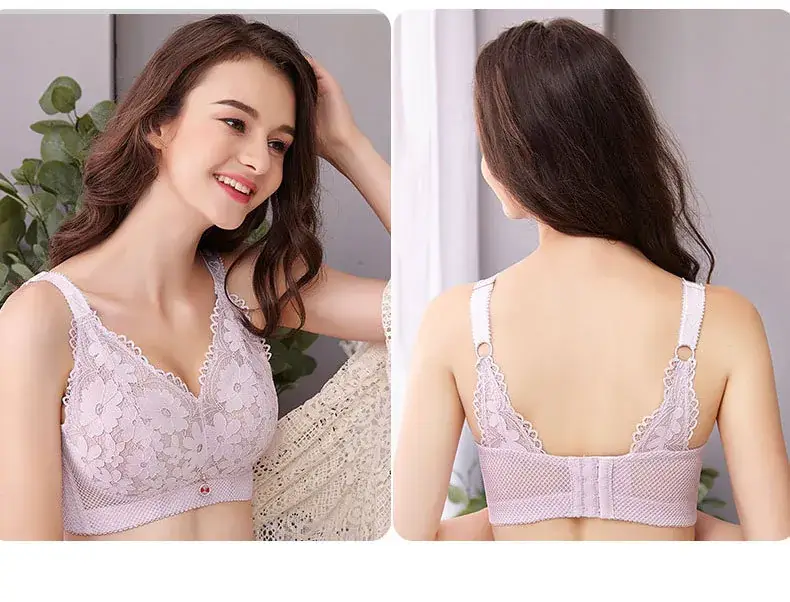 French Style Lace Bra Wire-Free Adjustable Large — feature 18