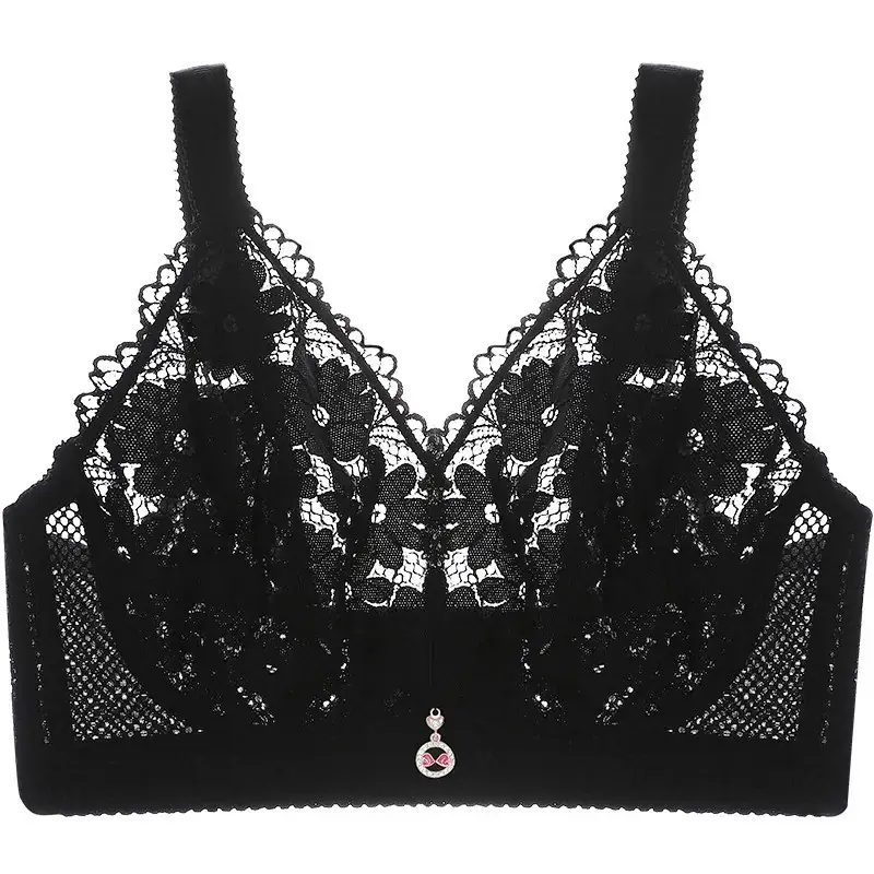 French Style Lace Bra Wire-Free Adjustable Large - Image 3