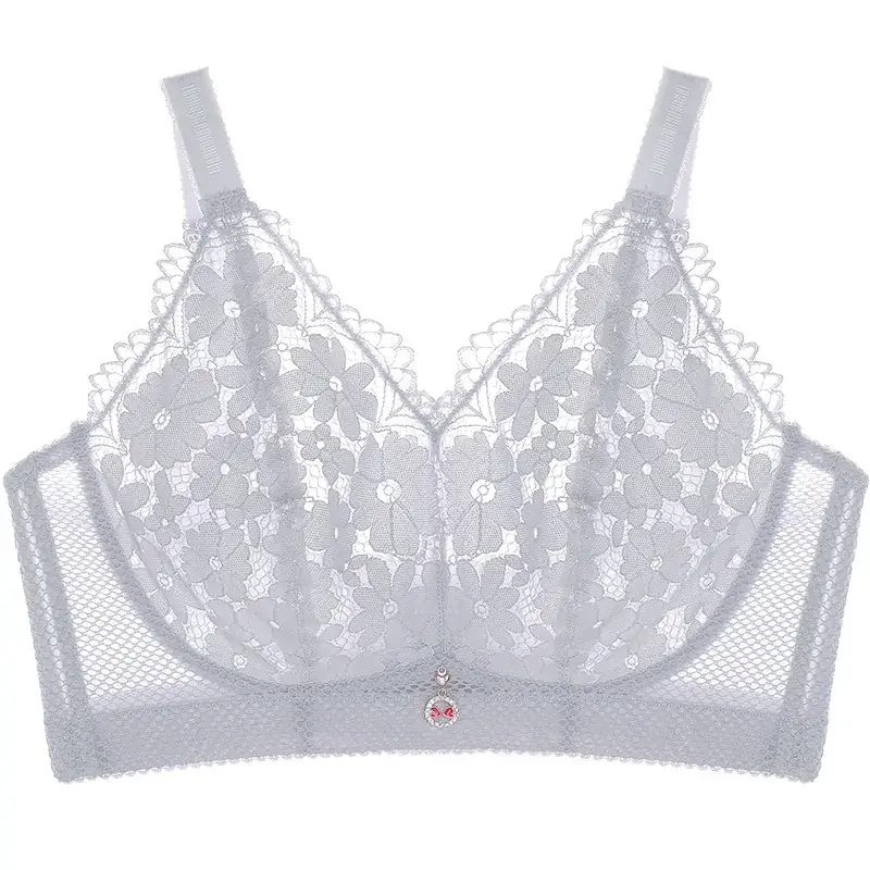 French Style Lace Bra Wire-Free Adjustable Large - Image 4