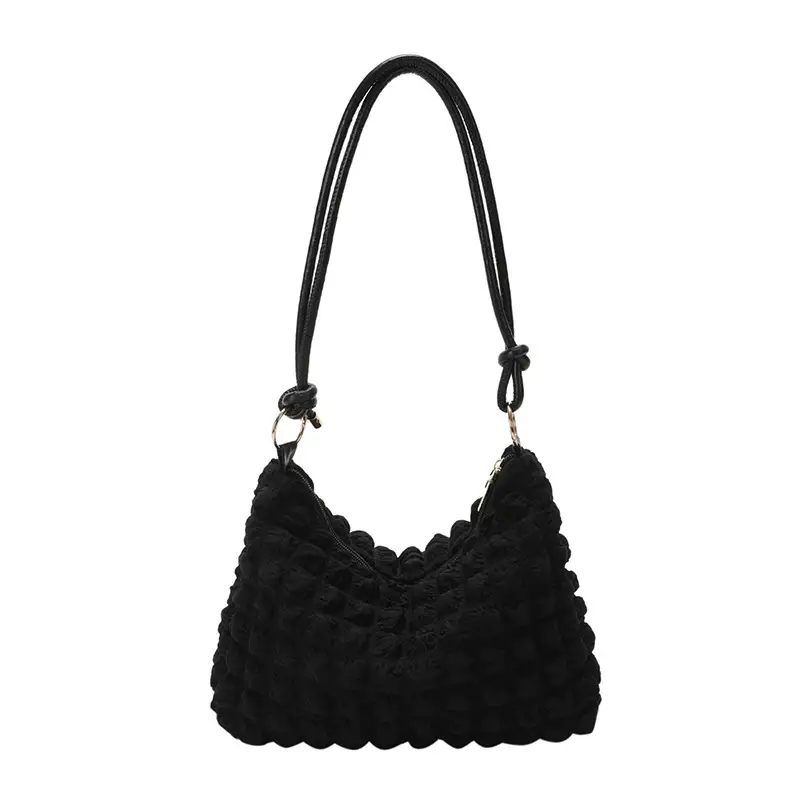 Black Faux Fur Shoulder Bag for Women - Image 9