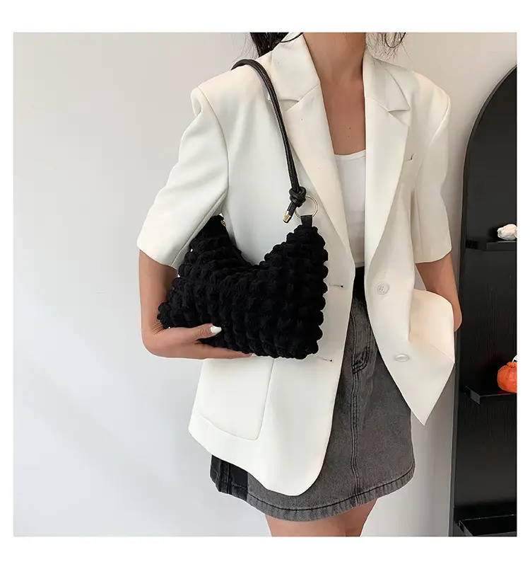 Black Faux Fur Shoulder Bag for Women — feature 17