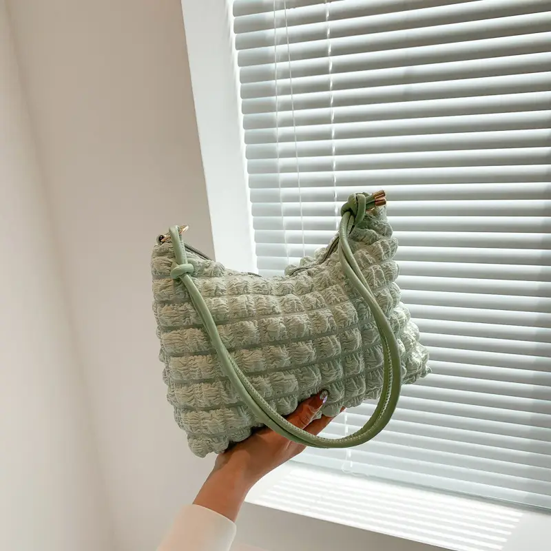 Black Faux Fur Shoulder Bag for Women - Image 4