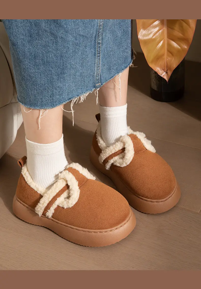 Nanbowan cotton-padded slippers women's winter home non-slip thick-soled drooping fashion fleece-lined warm cotton-padded shoes for outer wear — feature 13