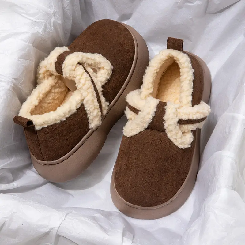 Nanbowan cotton-padded slippers women's winter home non-slip thick-soled drooping fashion fleece-lined warm cotton-padded shoes for outer wear - Image 2