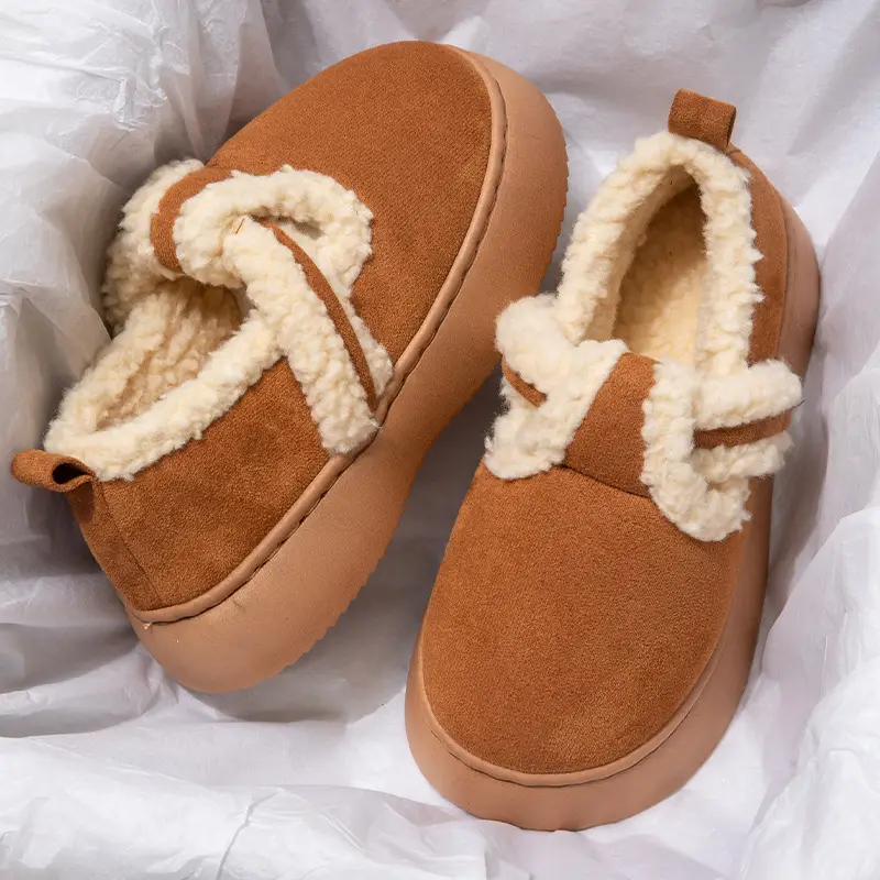 Nanbowan cotton-padded slippers women's winter home non-slip thick-soled drooping fashion fleece-lined warm cotton-padded shoes for outer wear - Image 3