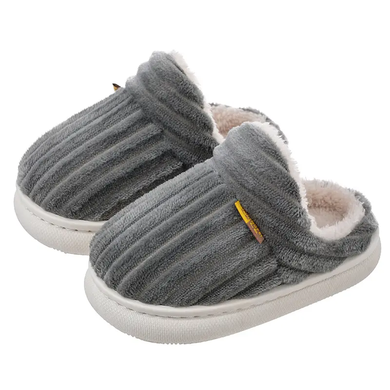 Children's cotton slippers winter boys and girls baby plush slippers indoor bag heel warm plush non-slip parent-child slippers