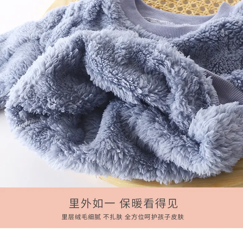 Children's Pajamas Set Flannel Warm Autumn and Winter New Boys' Thickeneded Home Clothes Baby Plus Fleece Clothes Kidsren's Clothing — feature 6