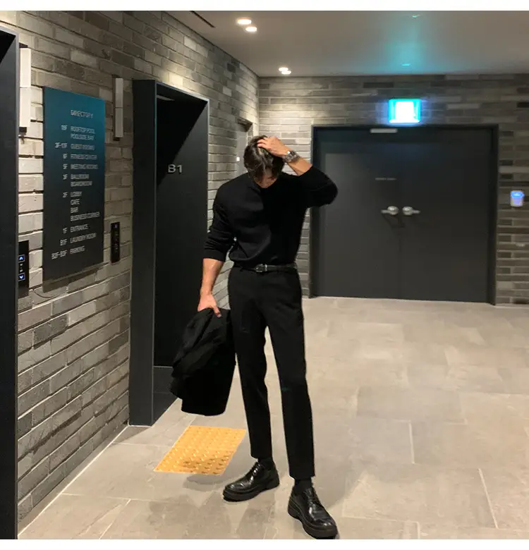 Winter Black Korean-style Men's Sweater Shirt — feature 11