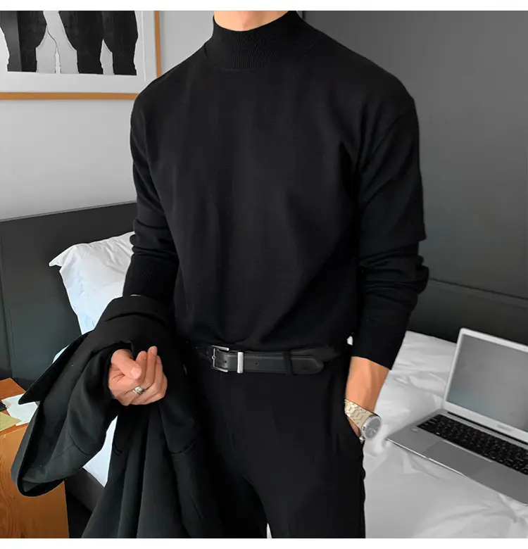 Winter Black Korean-style Men's Sweater Shirt — feature 15