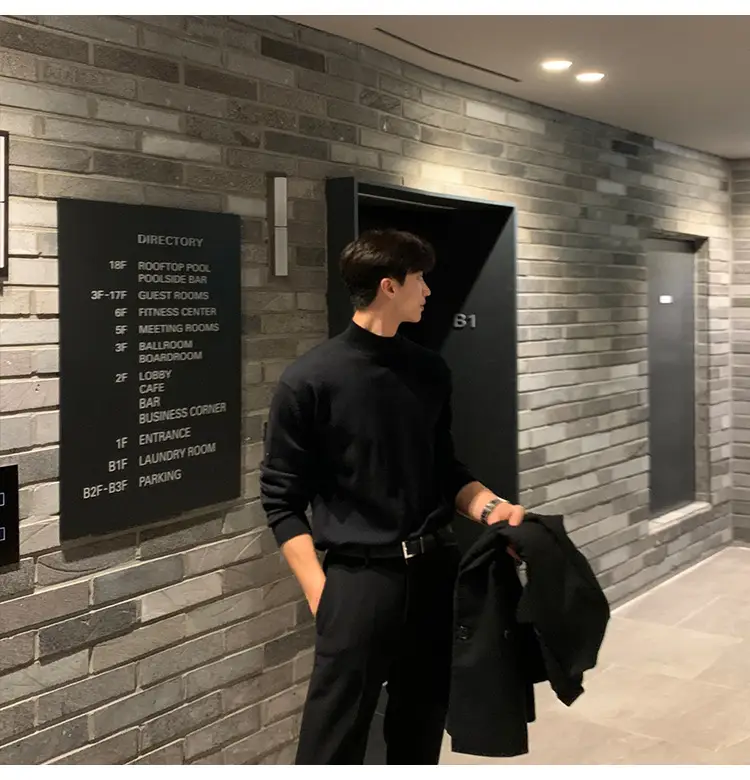 Winter Black Korean-style Men's Sweater Shirt — feature 3