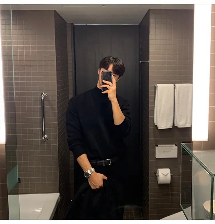 Winter Black Korean-style Men's Sweater Shirt — feature 8
