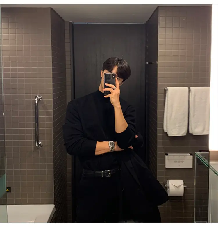 Winter Black Korean-style Men's Sweater Shirt — feature 9