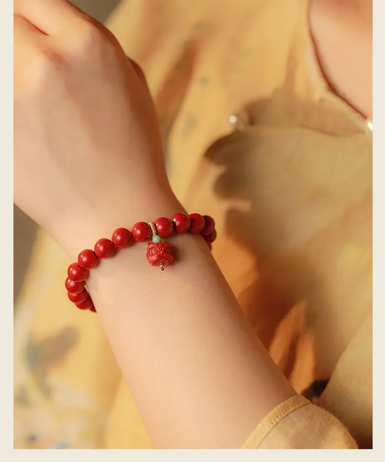 Natural Raw Ore Cinnabar Red Sand Bracelet for Women — feature 9