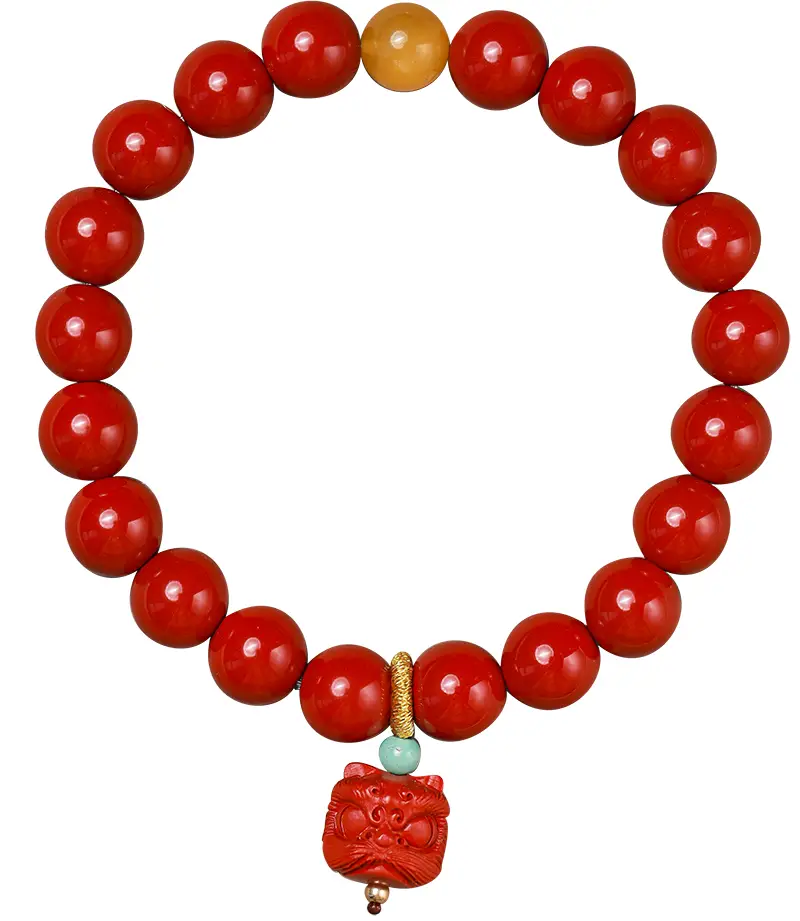 Natural Raw Ore Cinnabar Red Sand Bracelet for Women
