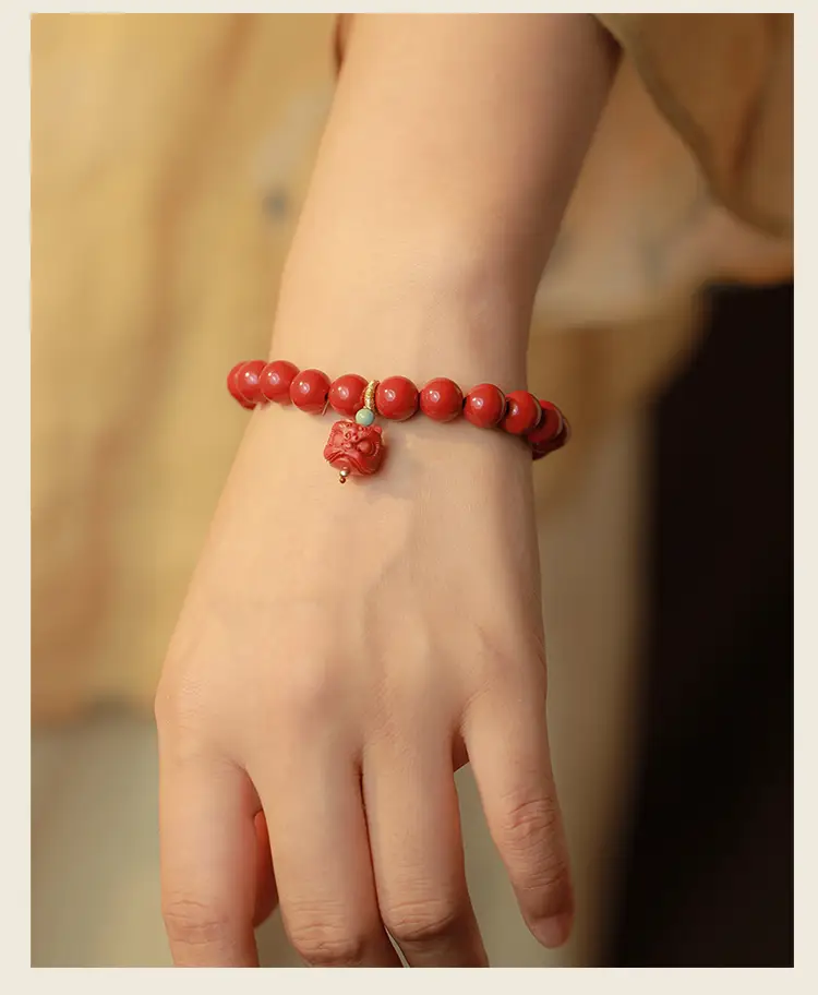 Natural Raw Ore Cinnabar Red Sand Bracelet for Women — feature 8