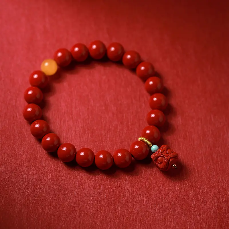 Natural Raw Ore Cinnabar Red Sand Bracelet for Women