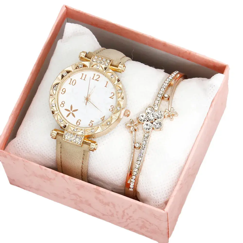 Gold Plated Wristwatch Set for Women Quartz Bracelet Combination - Image 17