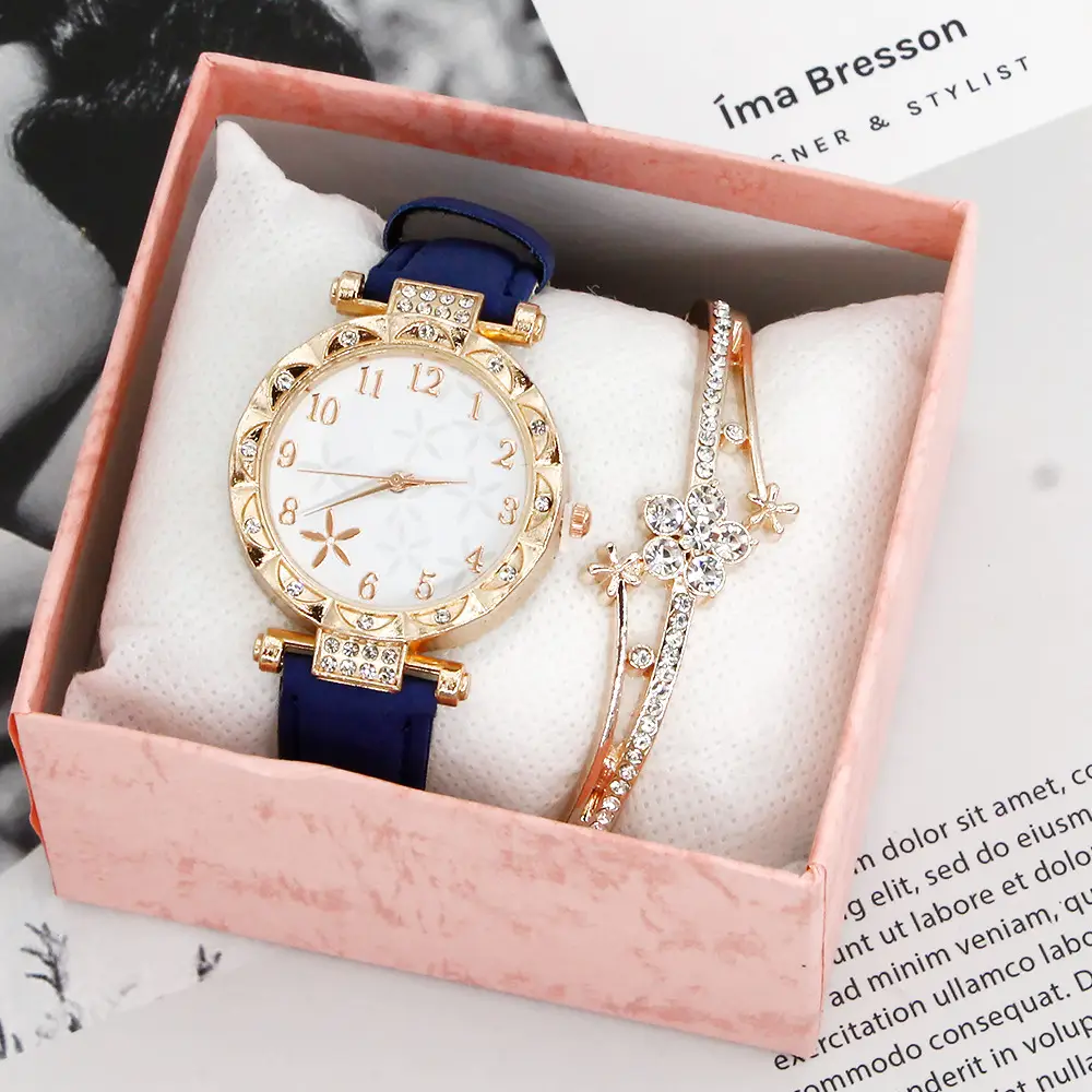 Gold Plated Wristwatch Set for Women Quartz Bracelet Combination — feature 4