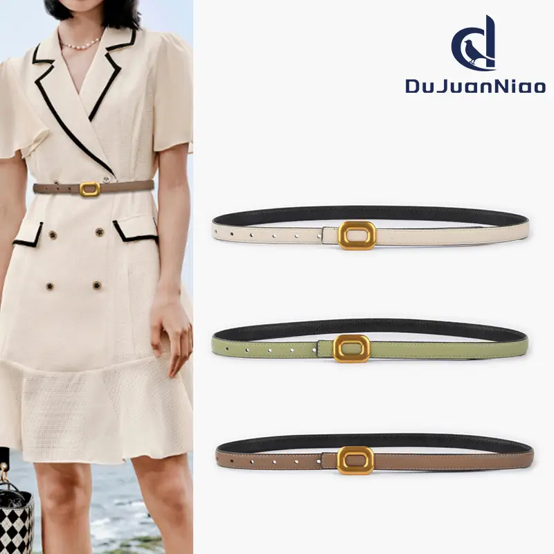 Litchi Leather Belt for Women Retro Classic Casual Pants Jeans - Image 10