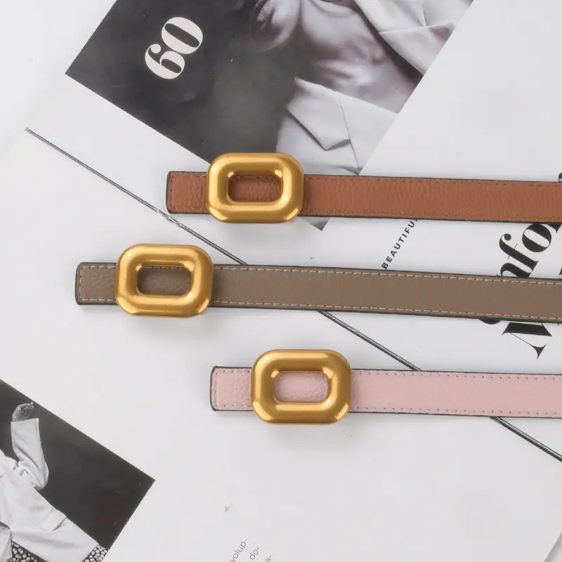 Litchi Leather Belt for Women Retro Classic Casual Pants Jeans - Image 11