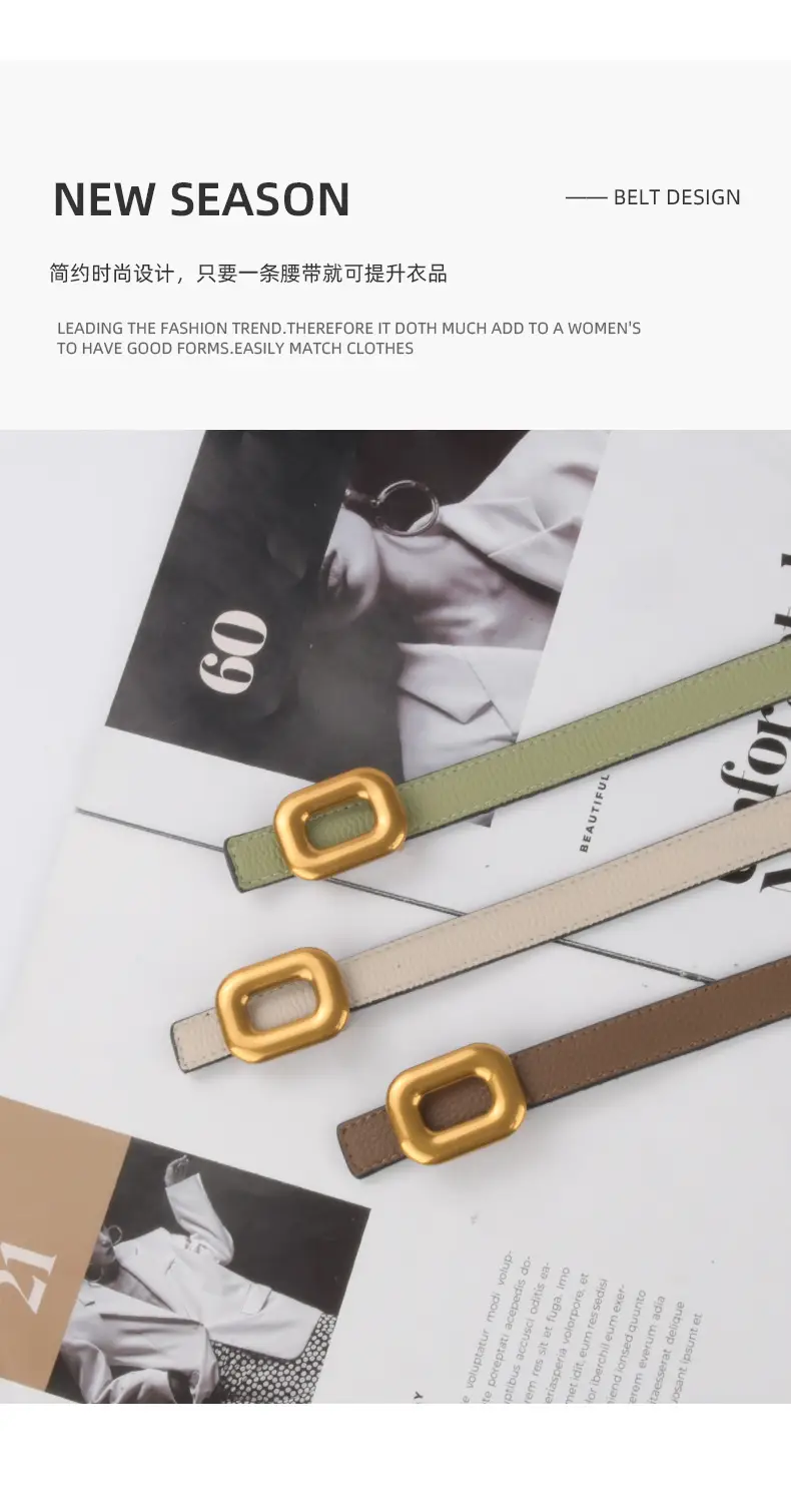 Litchi Leather Belt for Women Retro Classic Casual Pants Jeans β feature 5