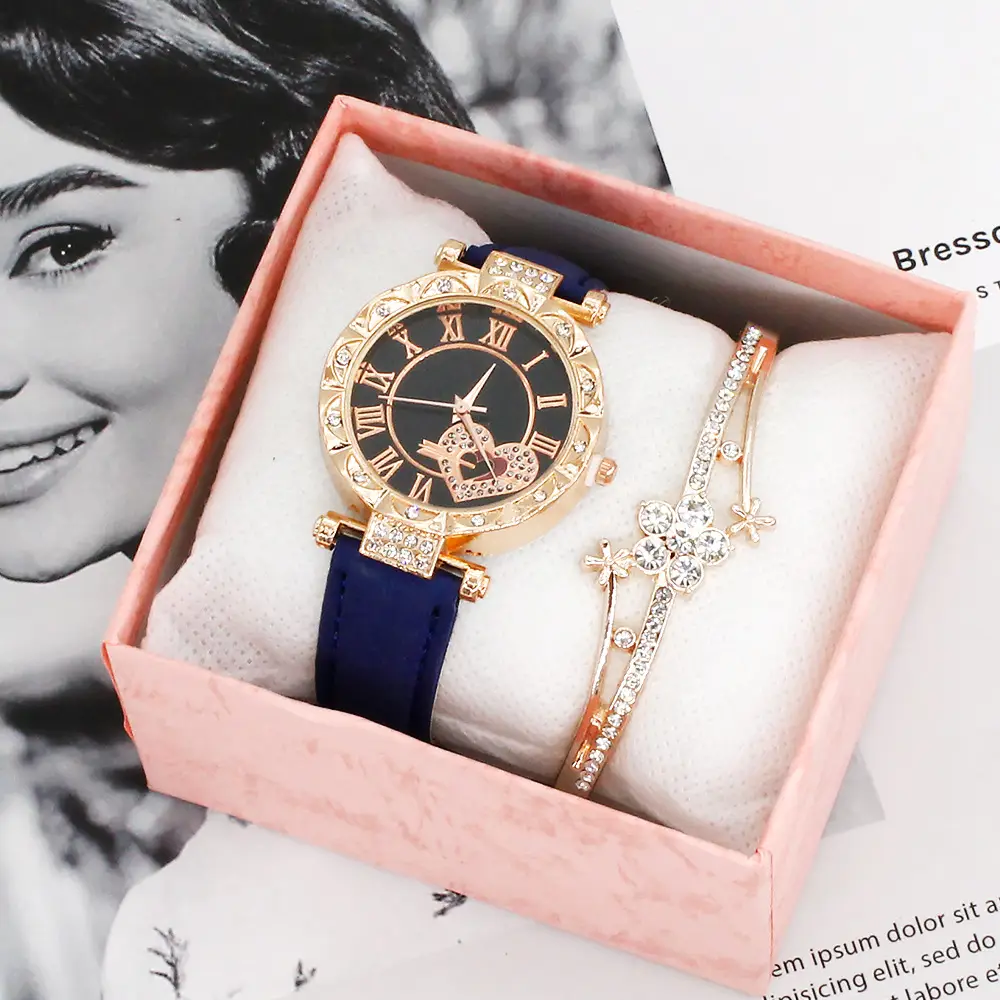 Women 2-Piece Quartz Watch Set with Diamond Bracelet - Image 12