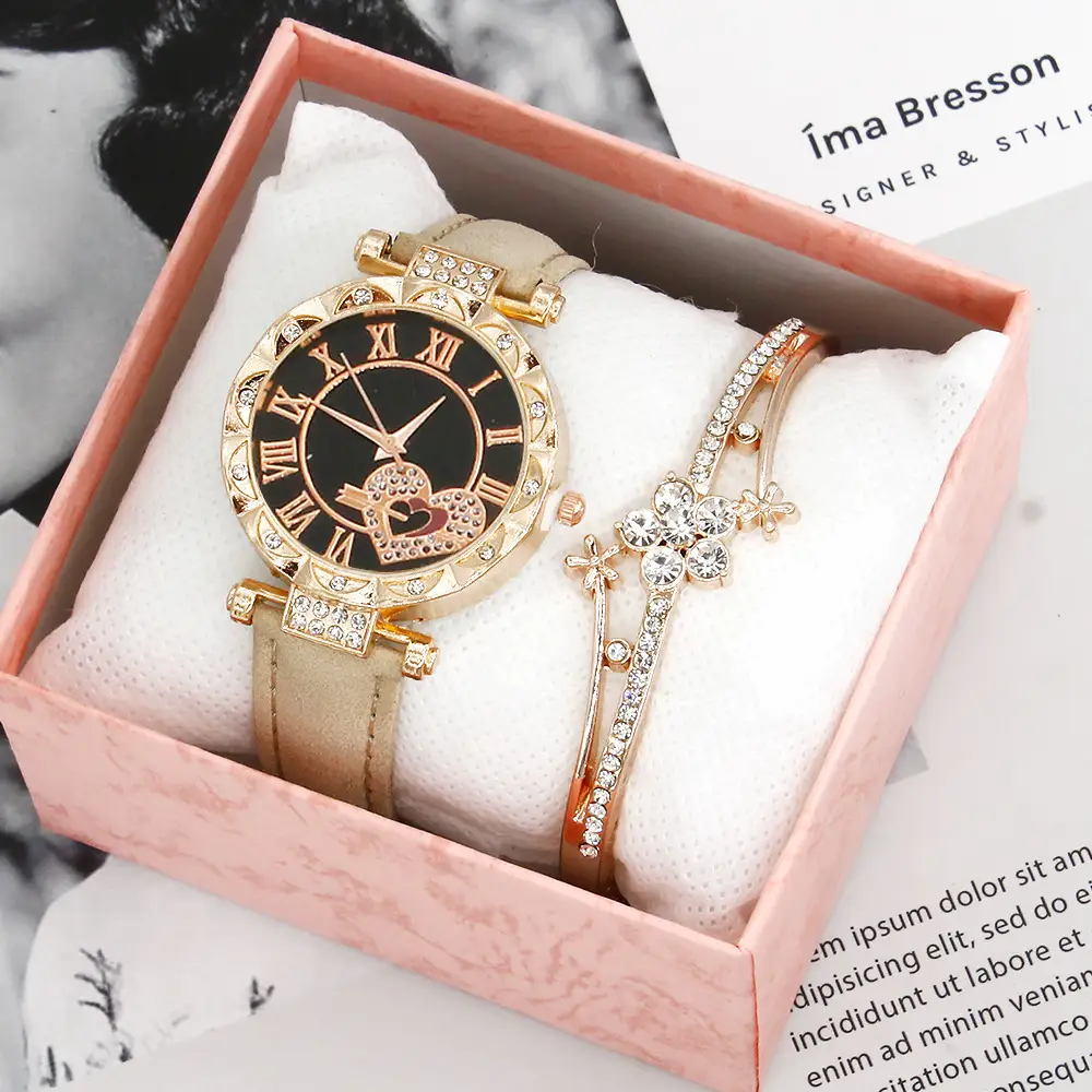 Women 2-Piece Quartz Watch Set with Diamond Bracelet - Image 7