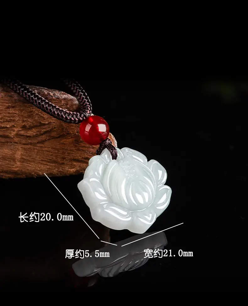 Jade Lotus Pendant White Ice Jade Men Women — feature 5