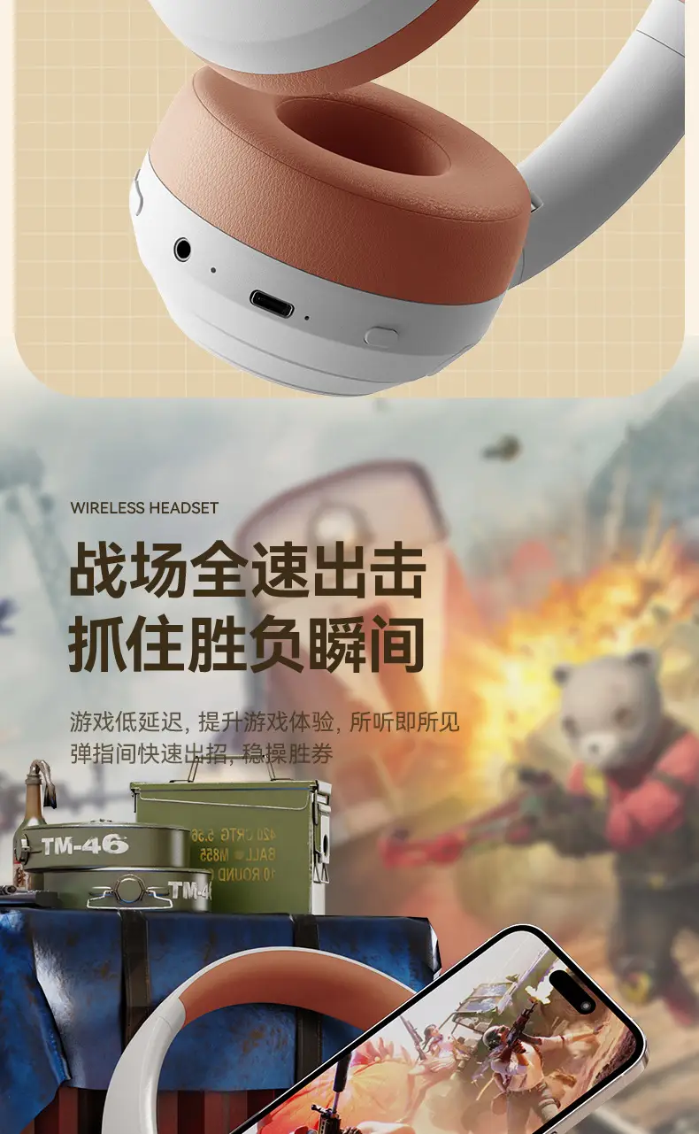 Pink Bluetooth Headset Long Battery Gaming Wireless — feature 9