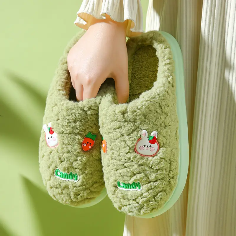 Cotton Slippers for Women in Autumn and Winter Household Thick-Soled Non-Slip Indoor Home Wear-Resistant Plush Warm Couple Cotton Slippers for Men