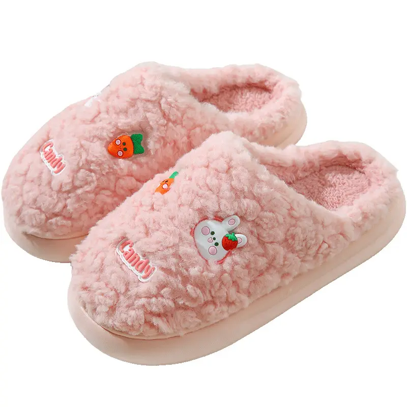 Cotton Slippers for Women in Autumn and Winter Household Thick-Soled Non-Slip Indoor Home Wear-Resistant Plush Warm Couple Cotton Slippers for Men