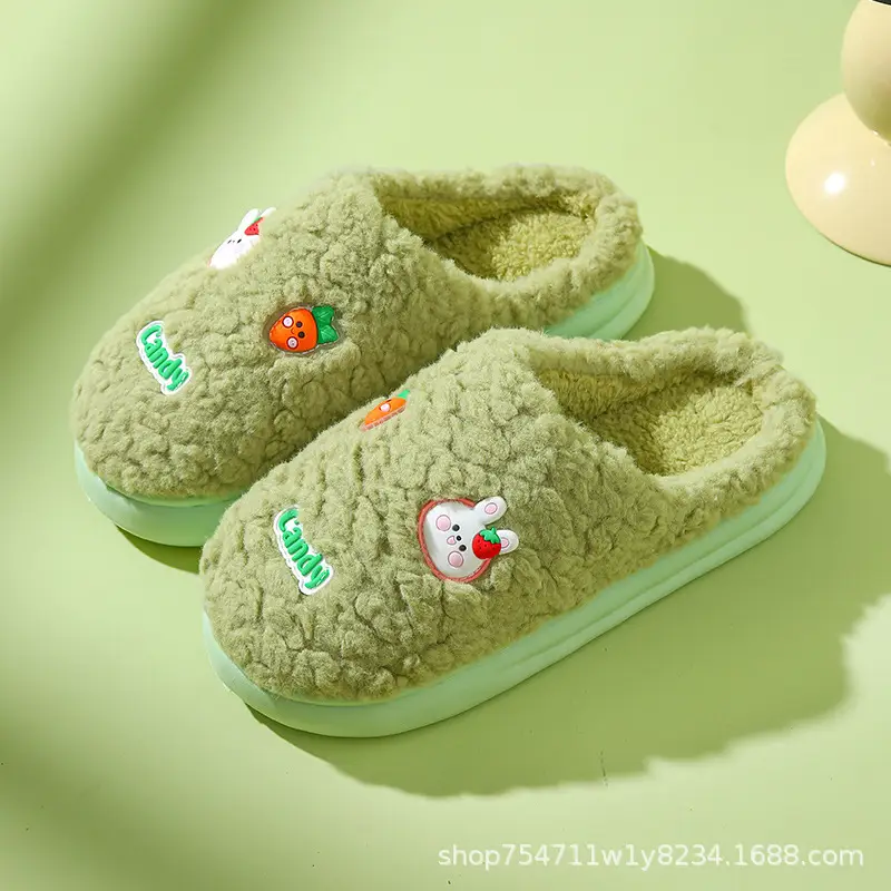 Cotton Slippers for Women in Autumn and Winter Household Thick-Soled Non-Slip Indoor Home Wear-Resistant Plush Warm Couple Cotton Slippers for Men