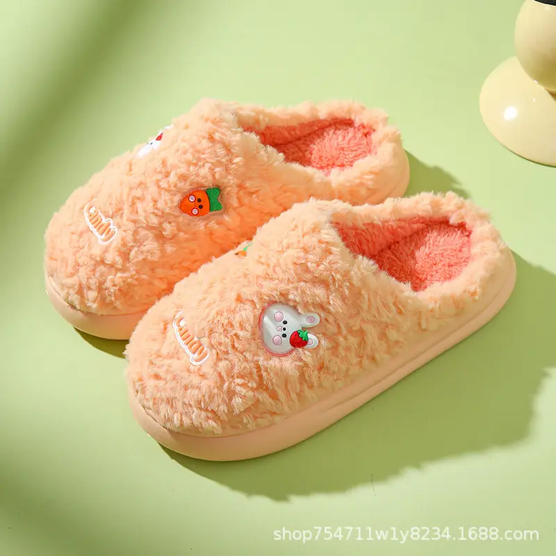 Cotton Slippers for Women in Autumn and Winter Household Thick-Soled Non-Slip Indoor Home Wear-Resistant Plush Warm Couple Cotton Slippers for Men