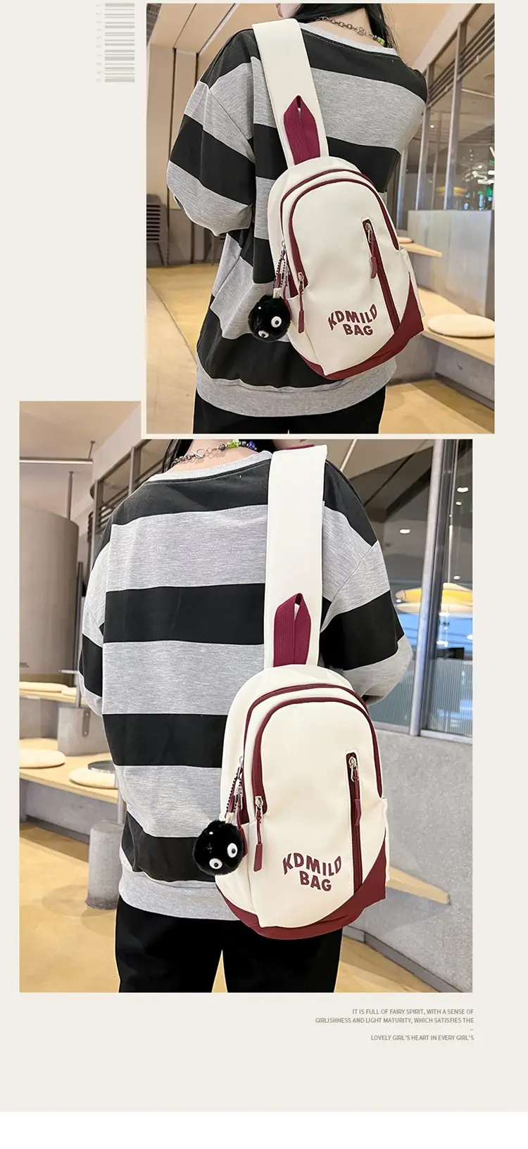 Moriyo Bag Shoulder Bag White Large Capacity College Student — feature 12