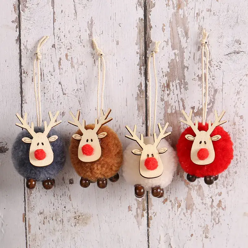 Hong Kong Love Christmas Deer Fur Ball Pendant - Image 7