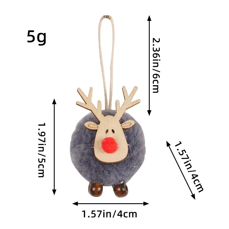 Hong Kong Love Christmas Deer Fur Ball Pendant - Image 3