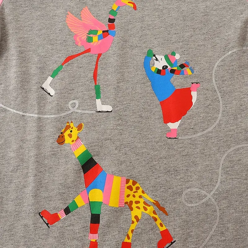 Children Long Sleeve T-Shirt Cartoon Giraffes Cotton Base - Image 5