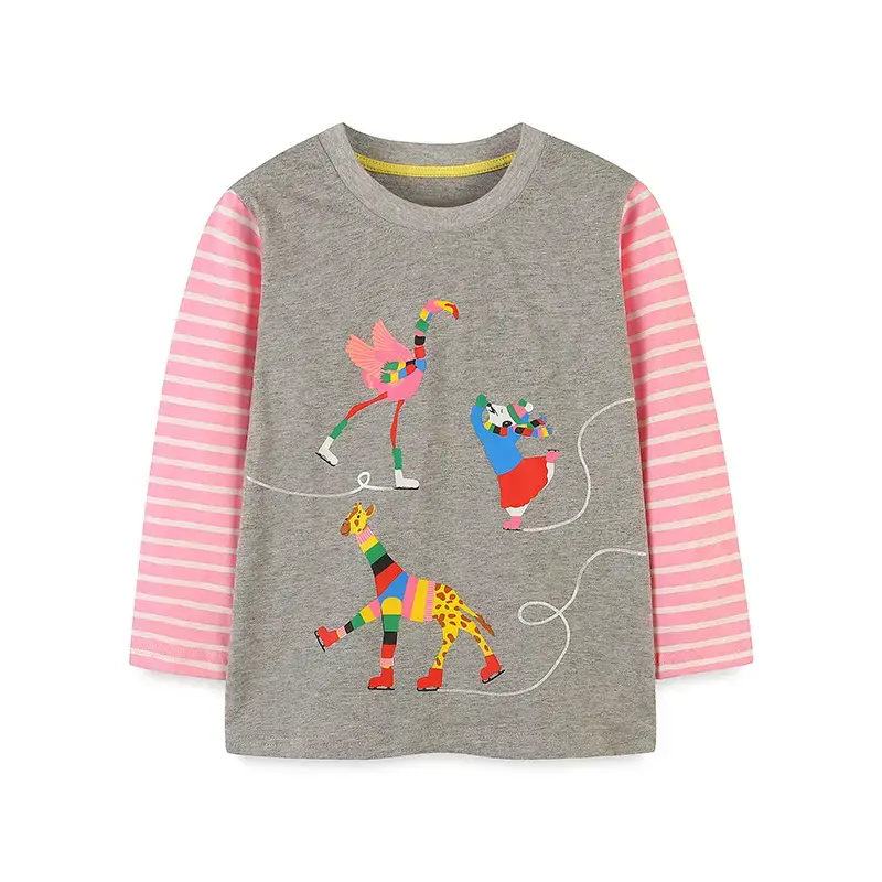 Children Long Sleeve T-Shirt Cartoon Giraffes Cotton Base - Image 6