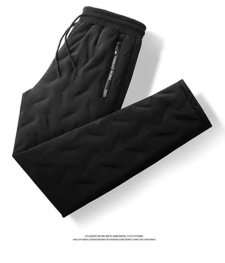 Men Winter Fleece Lined Ankle-Tied Pants Black — feature 22