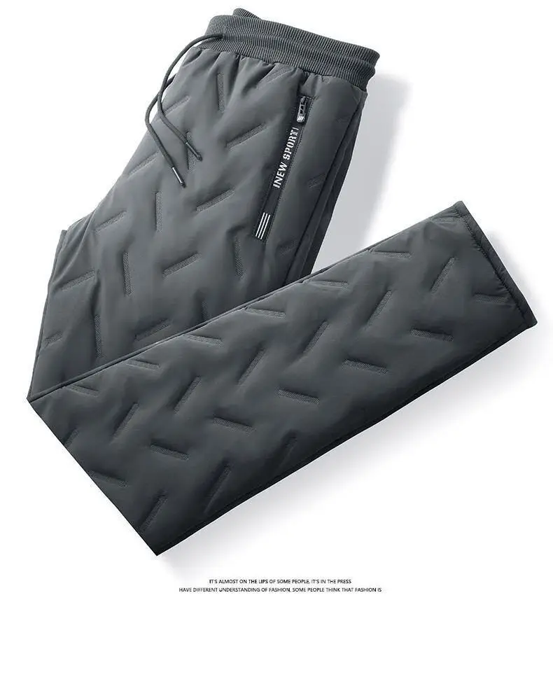 Men Winter Fleece Lined Ankle-Tied Pants Black — feature 23