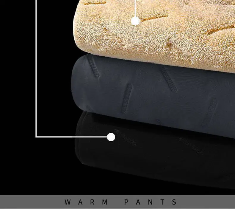 Men Winter Fleece Lined Ankle-Tied Pants Black — feature 24