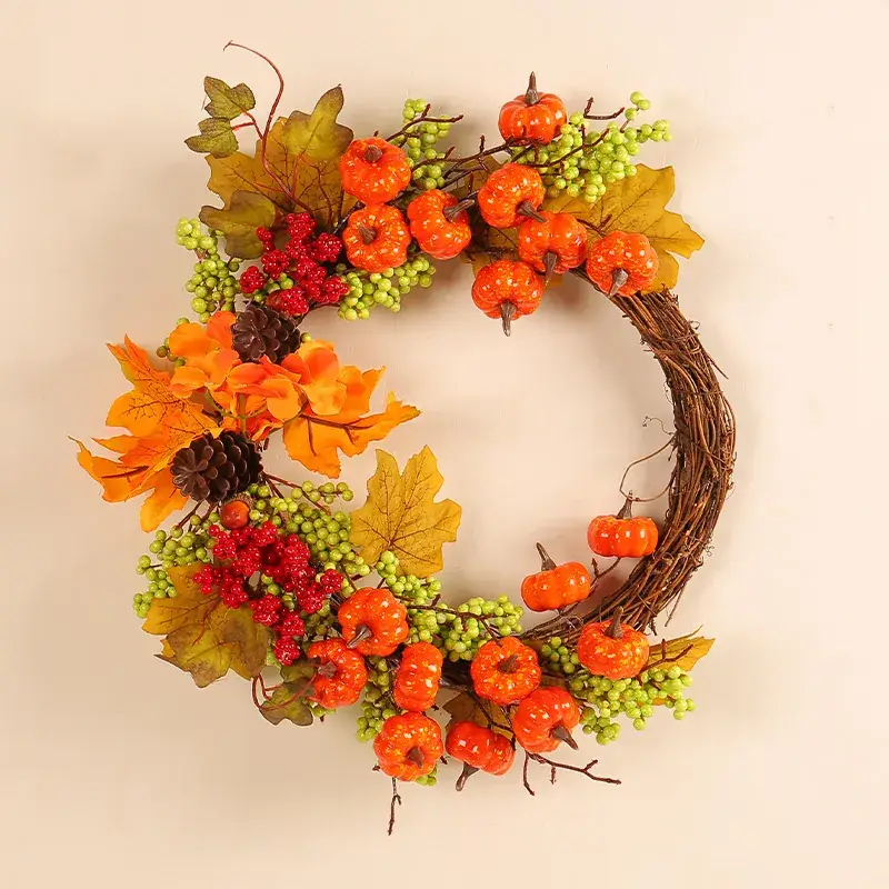 Autumn Pumpkin Rattan Door Hanging Decor