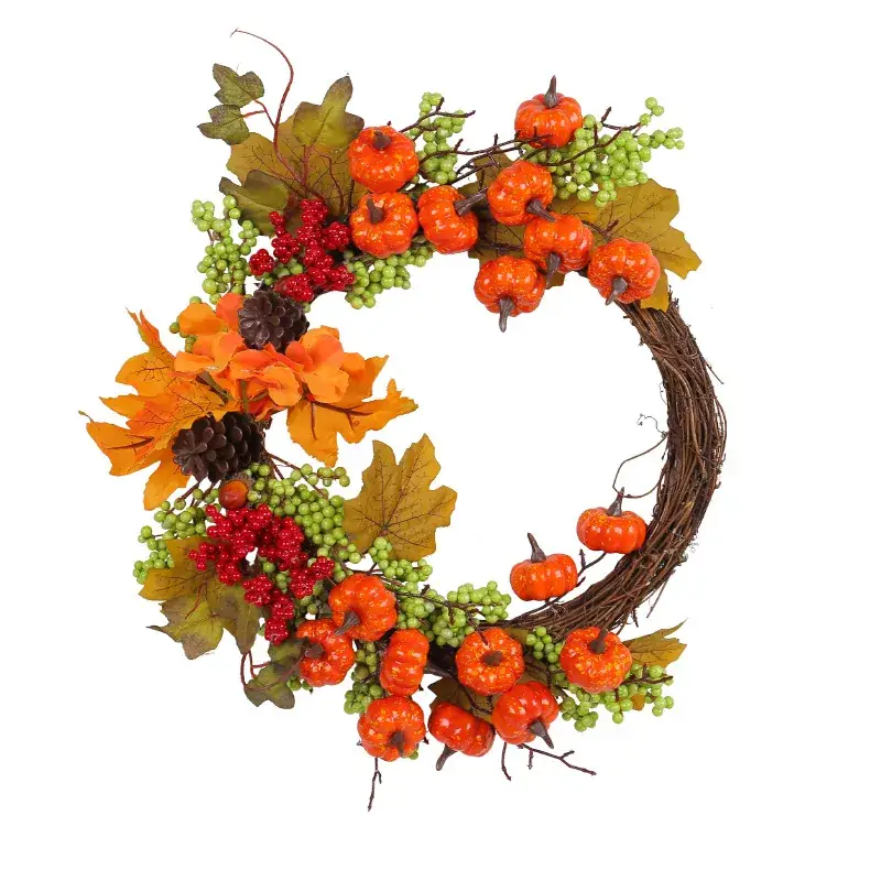 Autumn Pumpkin Rattan Door Hanging Decor