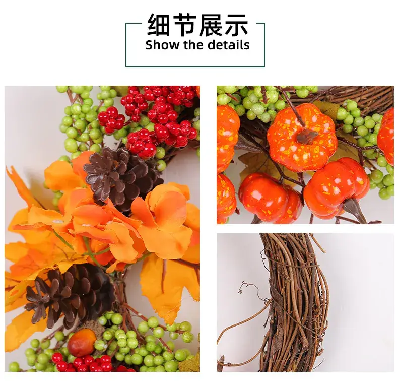 Autumn Pumpkin Rattan Door Hanging Decor — feature 13