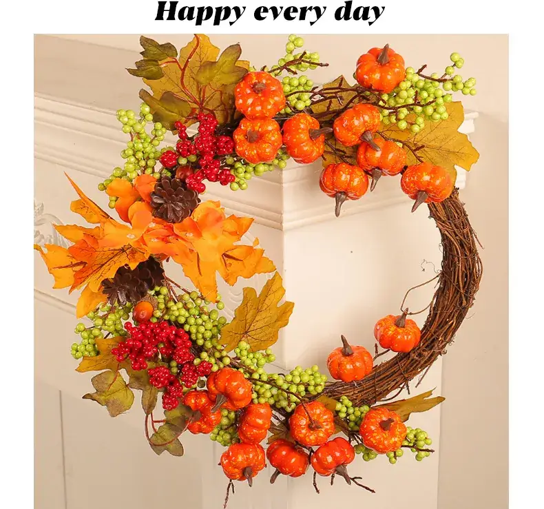 Autumn Pumpkin Rattan Door Hanging Decor — feature 2