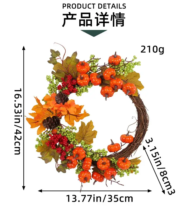 Autumn Pumpkin Rattan Door Hanging Decor — feature 3